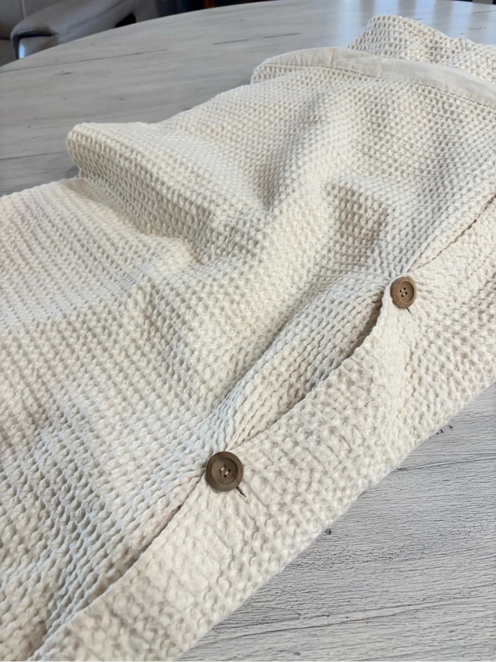 COLUMBINE CODY Ivory WAFFLE WEAVE Textured Duvet Cover Portugal Full/Queen